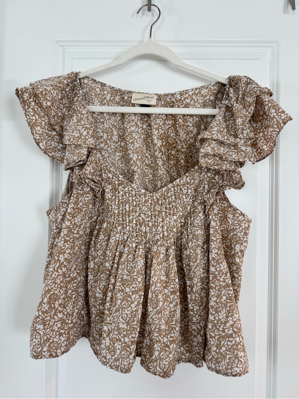 Universal Thread Brown Floral Smocked Ruffle Camisole